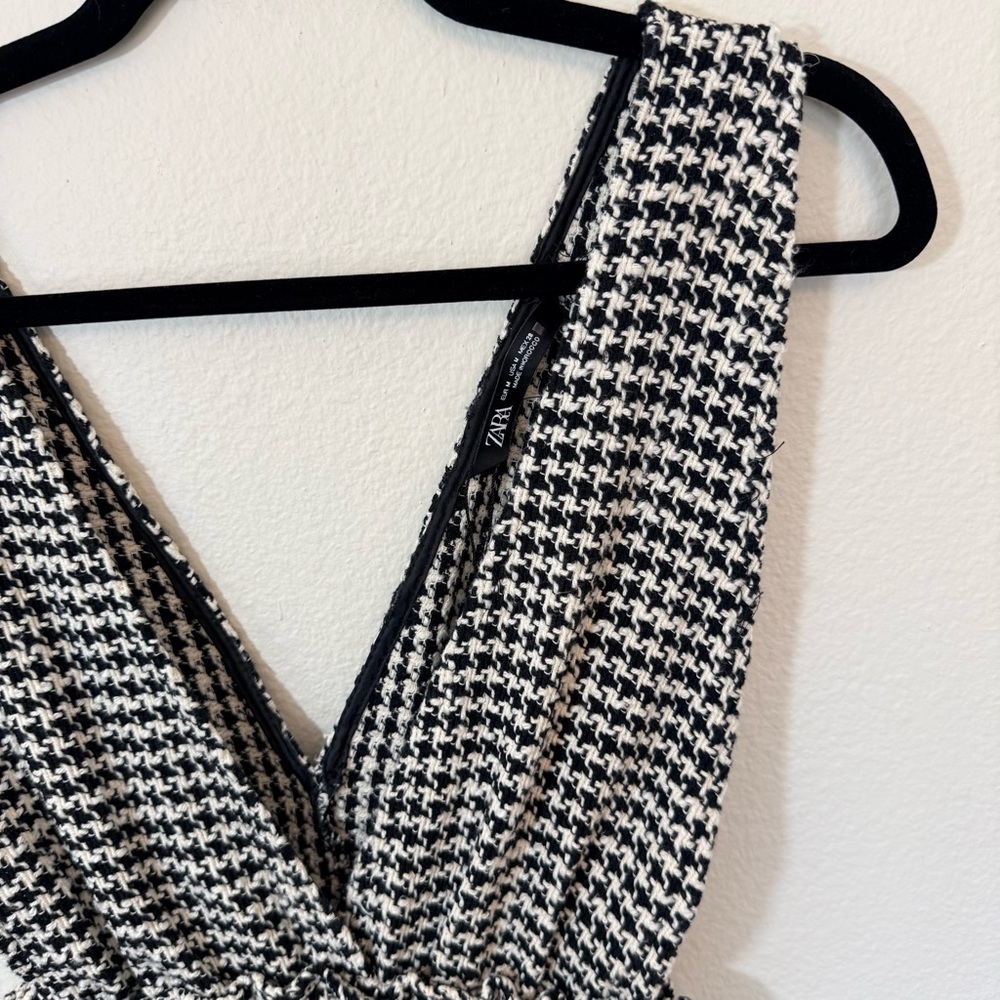 Zara Black and White Houndstooth Button-Front Dress - Picture 5 of 5